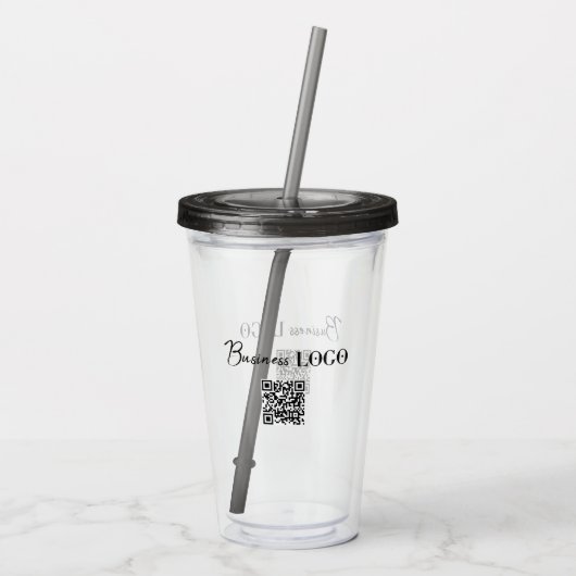 Firmenlogo und QR-Code Acryltrinkbecher (Rückseite)