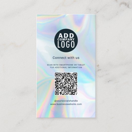 Firmenlogo und QR-Code DIY Coworker Holographisch Visitenkarte (Vorderseite)