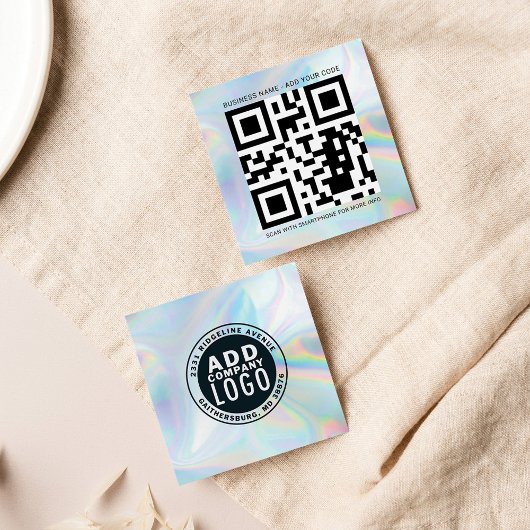Firmenlogo und QR-Code DIY Holografisch Quadratische Visitenkarte