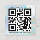 Firmenlogo und QR-Code DIY Holografisch Quadratische Visitenkarte (Vorderseite)