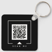 Firmenlogo und QR-Code für schwarze Unternehmen Schlüsselanhänger (Rückseite)