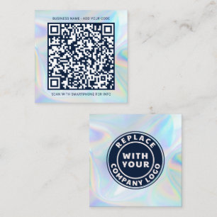 Firmenlogo und QR-Code hinzufügen DIY Holografisch Quadratische Visitenkarte