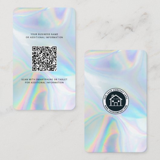 Firmenlogo und QR-Code holografisch Visitenkarte (Vorne/Hinten)