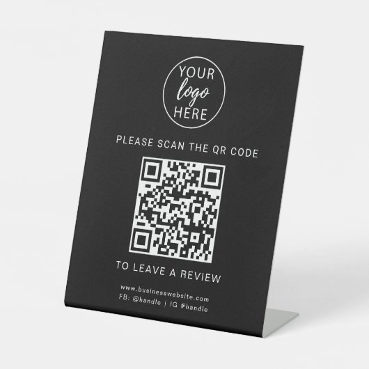 Firmenlogo und QR-Code kundenspezifisch Sockelschild (Vorderseite)