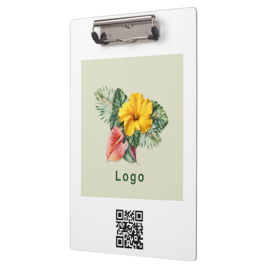 Firmenlogo und QR-Code Promo Merch Klemmbrett (Links)