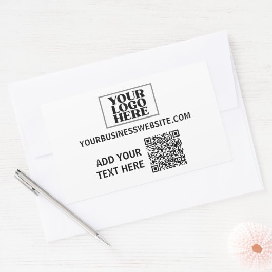 Firmenlogo und QR-Code Rechteckiger Aufkleber (Umschlag)