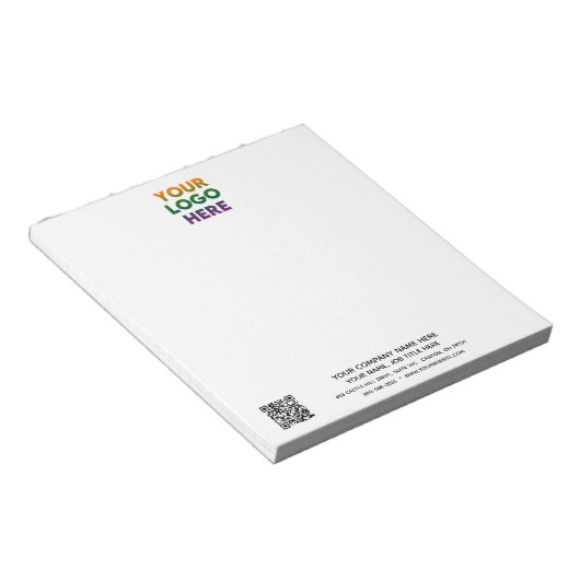 Firmenlogo und QR-Code unmarkiert Notizblock (angewinkelt)