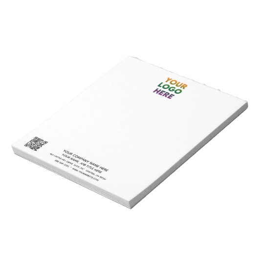 Firmenlogo und QR-Code unmarkiert Notizblock (Rotiert)