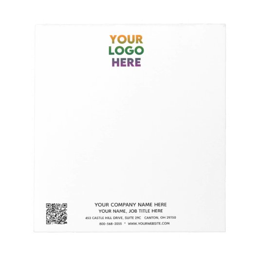 Firmenlogo und QR-Code unmarkiert Notizblock (Vorderseite)