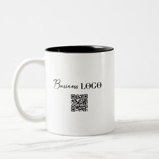 Firmenlogo und QR-Code Zweifarbige Tasse (Links)