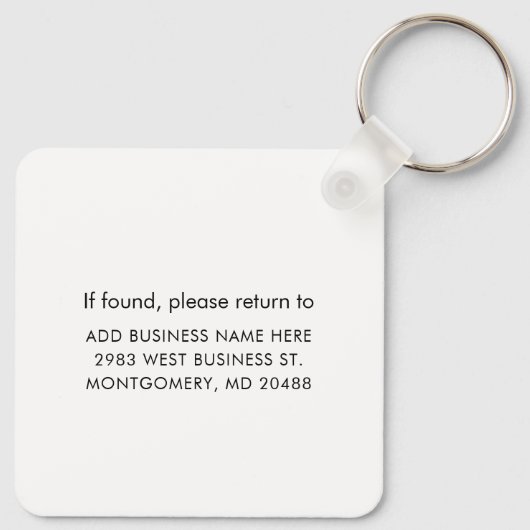 Firmenlogo und Rücksendeadresse Schlüsselanhänger (Rückseite)