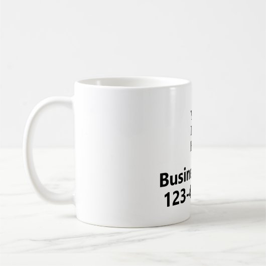 Firmenlogo und Telefonnummer Kaffeetasse (Links)