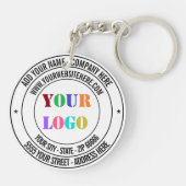 Firmenlogo und Text-Business-Schlüsselanhänger Schlüsselanhänger (Rückseite)