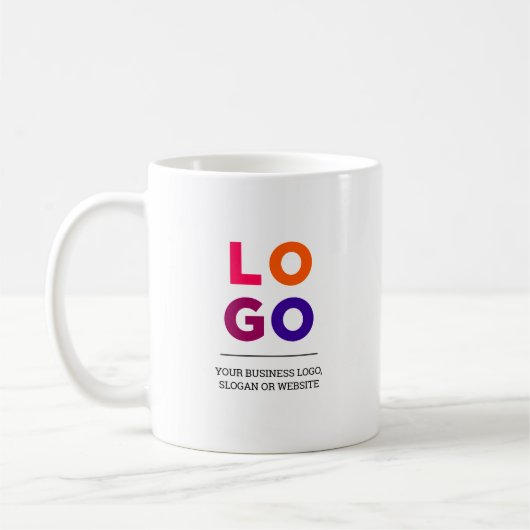 Firmenlogo und Text Kaffeetasse (Links)