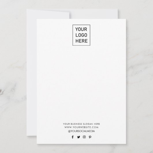 Firmenlogo und Textfirma Elegant Minimalistisch Mitteilungskarte (Vorderseite)