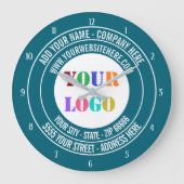 Firmenlogo und Textsperre - Ihre Farben Große Wanduhr (Vorderseite)