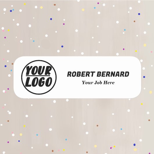 Firmenlogo und Titel Modern weiß Namensschild