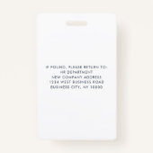 Firmenlogo und Visitenkartenadresse Ausweis (Rückseite)