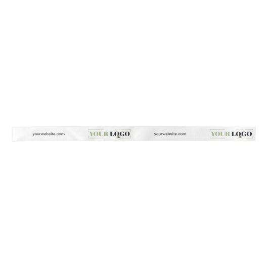 Firmenlogo und Website benutzerdefiniert weiß Satinband (Vorderseite)
