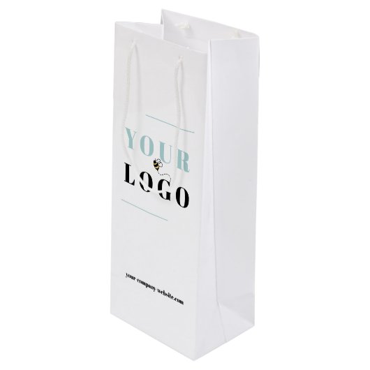 Firmenlogo und Website-Eigendruck Geschenktüte Für Weinflaschen (Vorderseite Schrägansicht)