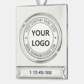 Firmenlogo und Weihnachtsvorlage für den Text Banner-Ornament Silber (Links)