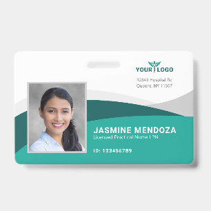 Firmenlogo Vorlage Türkis Mitarbeiter Foto Name ID Ausweis