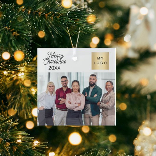 Firmenlogo Weihnachten Modernes Foto Ornament Aus Glas