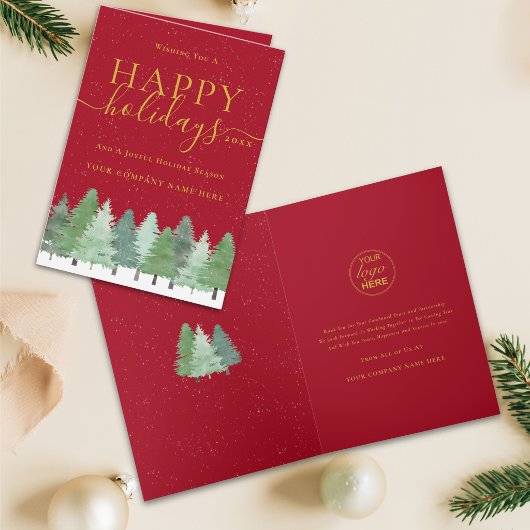 Firmenlogo Weihnachten Wald Schnee Rot Gold