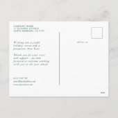 Firmenlogo Weihnachtsschneeflocken Grünes Unterneh Feiertagspostkarte (Rückseite)