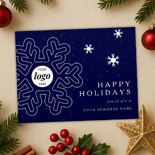 Firmenlogo Weihnachtsschneeflocken Navy Corporate Feiertagspostkarte