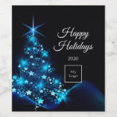 Firmenlogo Weihnachtsschwarz, modern Weinetikett (Einzelnes Label)