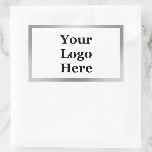 Firmenlogo Weiß und Silberlackierung Rechteckiger Aufkleber (Tasche)