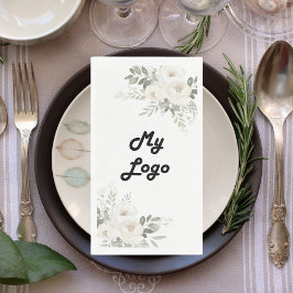 Firmenlogo, weiße Blumenmuster, Farbe Serviette
