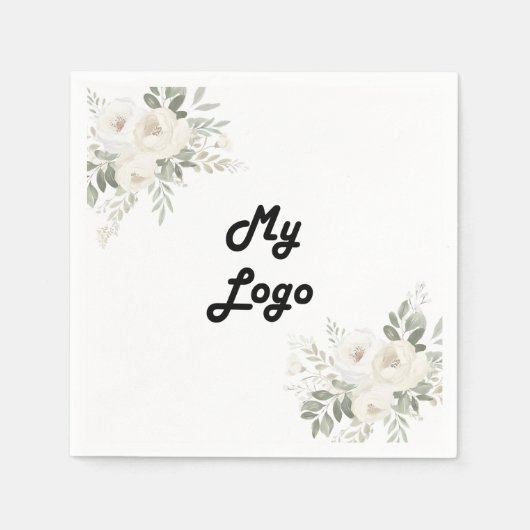 Firmenlogo, weiße Blumenmuster, Farbe Serviette (Vorderseite)