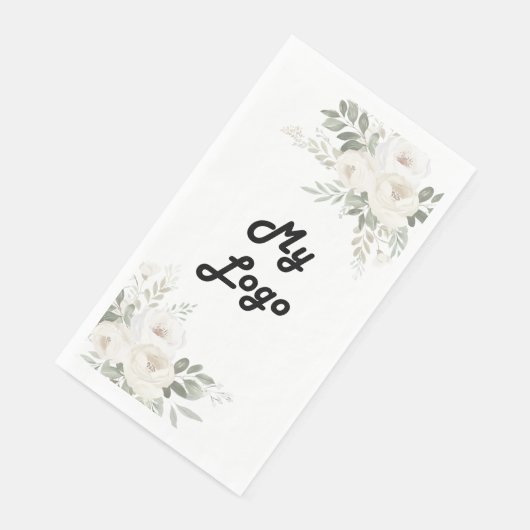 Firmenlogo, weiße Blumenmuster, Farbe Serviette (Ecke)