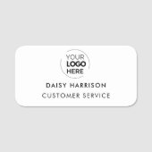 Firmenlogo | Weiße moderne Mitarbeiter Namensschild (Vorderseite)