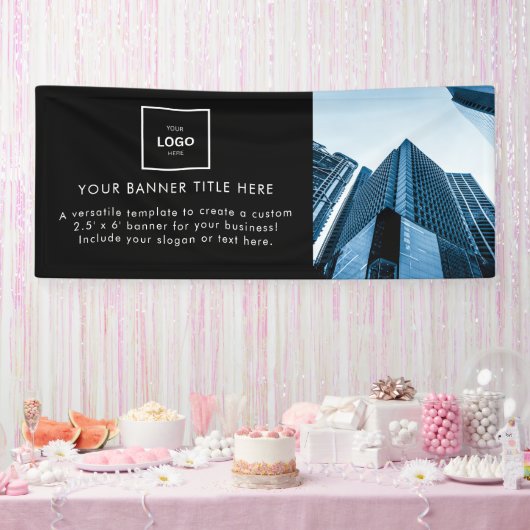 Firmenlogo | White Minimalistisch Modern Foto 6' Banner (Party)