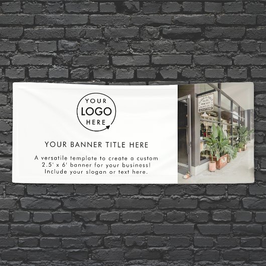 Firmenlogo | White Minimalistisch Modern Foto 6' Banner