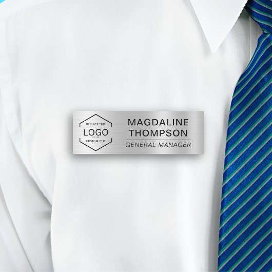 Firmenlogomitarbeiter - Metallische Silber-Farbe Namensschild