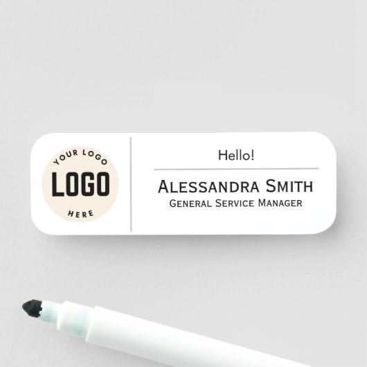 Firmenlogos, graufarbig bedruckte Kunststoffmitarb Namensschild (Beispiel)