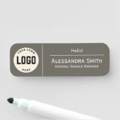 Firmenlogos, graufarbig bedruckte Kunststoffmitarb Namensschild (Beispiel)