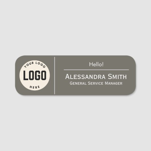 Firmenlogos, graufarbig bedruckte Kunststoffmitarb Namensschild (Vorderseite)