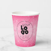Firmenlogos - Hot-Pink-Glitzer-Papier-Party-Cup Pappbecher (Vorderseite)