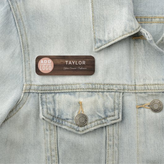 Firmenlogos Mitarbeiter von Rustic Custom Namensschild (Beispiel)