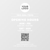 Firmenlogos und Öffnungszeiten mit Website QR Code Fensteraufkleber (Blatt)
