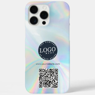 Firmenlogos und Website QR-Code - Holografisch iPhone 16 Pro Max Hülle