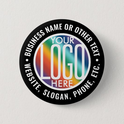 Firmenlogos Werbung für moderne Schwarze Medien Button (Vorderseite)