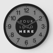 Firmenminimalismus Schwarz-Grau-Logo Große Wanduhr (Vorderseite)