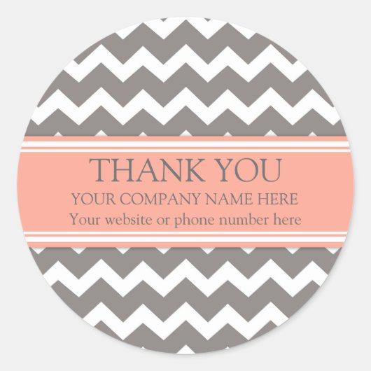 Firmenname Coral Gray Zickzack Runder Aufkleber (Vorderseite)