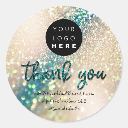 Firmenname des Logos Vielen Dank, dass Sie Aquamar Runder Aufkleber (Vorderseite)